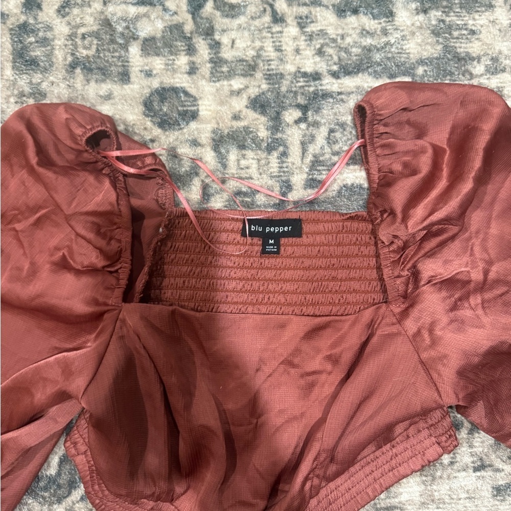 ✨ Blu Pepper Rust Satin Cutout Mini Dress – Size M ✨ - Picture 4 of 7